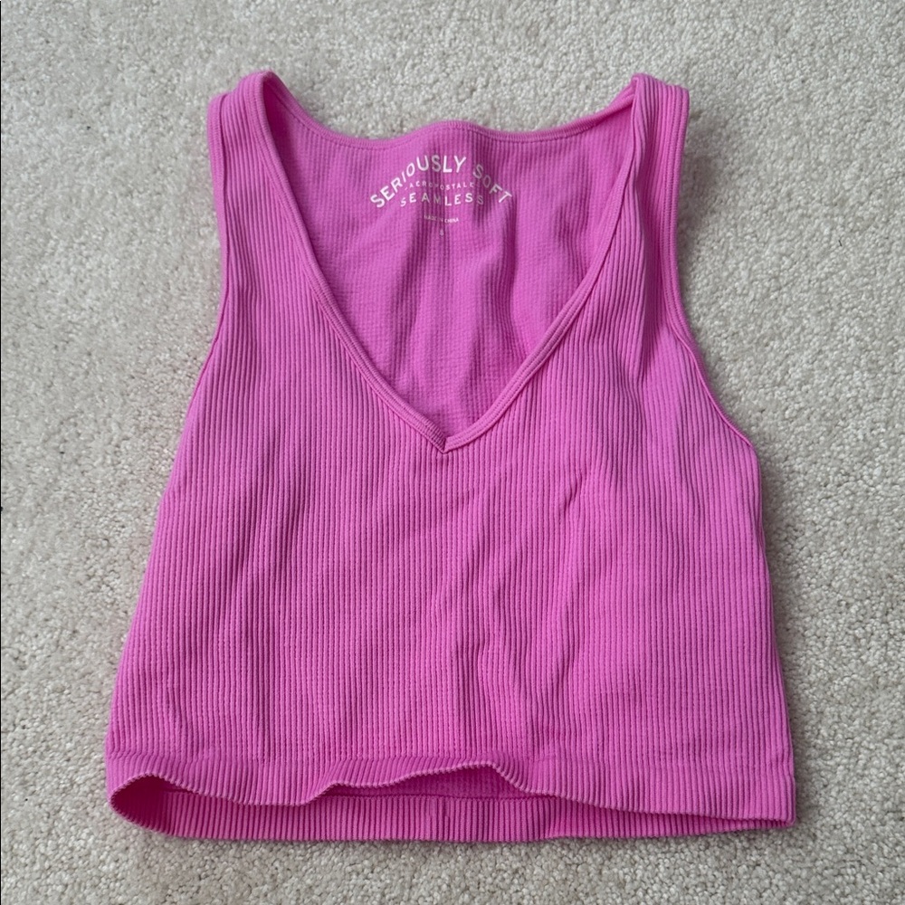 Aeropostale Fuchsia Ribbed Crop Top